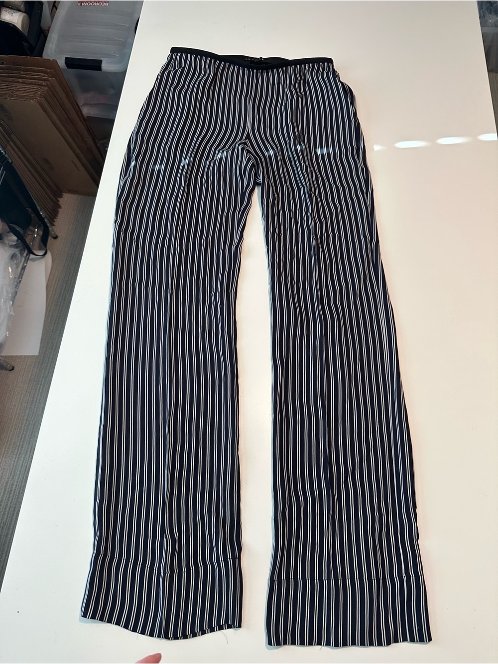 theory stripped dress pants